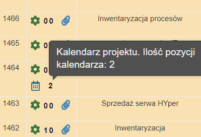 Dla każdego projektu możemy definiować zdarzenia i umieszczać je w kalendarzu