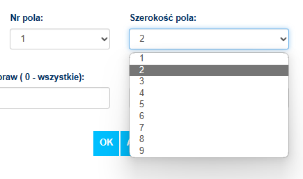 Możemy ustawić także szerokość pól aby dobrze się ładnie formularz wyświetlał na ekranie.